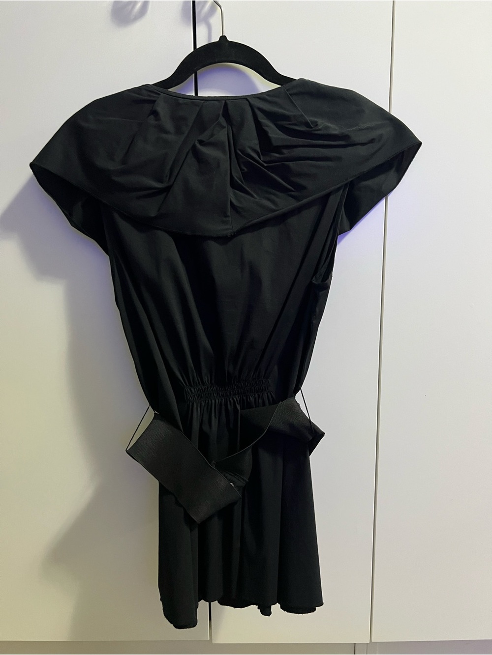 BCBGMaxAzria Black Ruffle Wrap-Style Mini Dress - Picture 4 of 4
